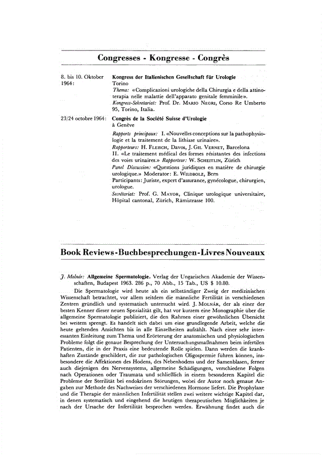 First page of Congresses / Book Reviews