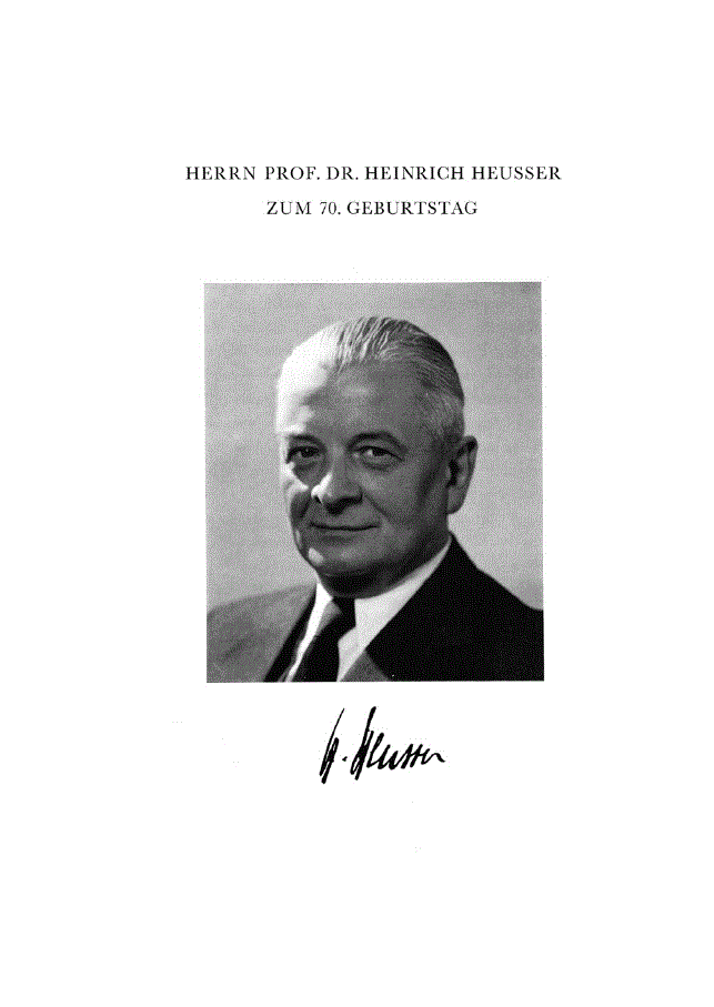 First page of Herrn Prof. Dr. Heinrigh Heusser Zum 70. Geburtstag
