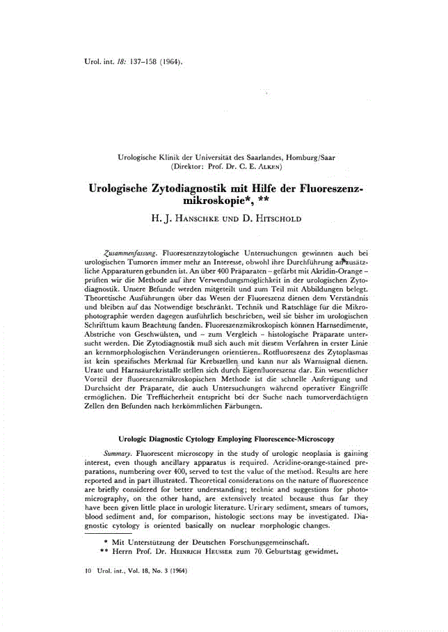 First page of Urologische Zytodiagnostik mit Hilfe der Fluoreszenzmikroskopie