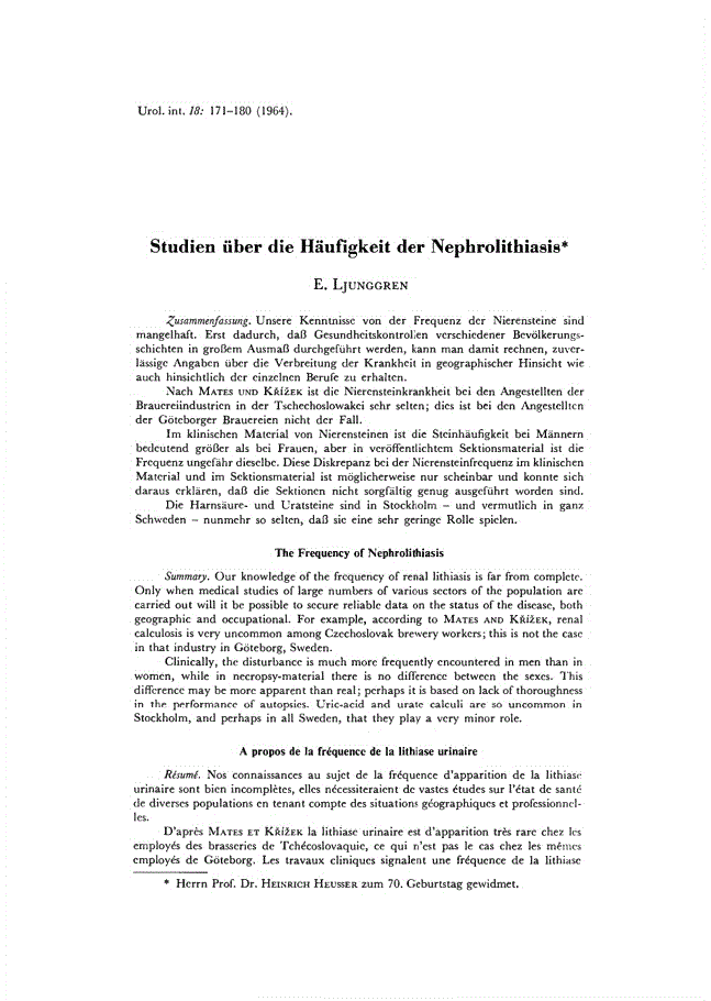 First page of Studien über die Häufigkeit der Nephrolithiasis