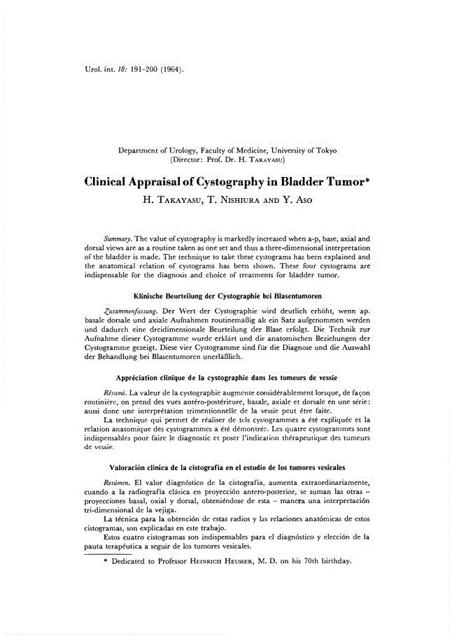 First page of Clinical Appraisal of Cystography in Bladder Tumor