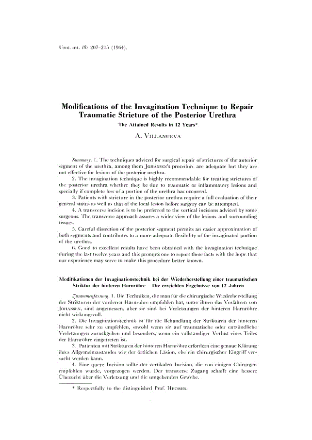 First page of Modifications of the Invagination Technique to Repair Traumatic Stricture of the Posterior Urethra<subtitle>The Attained Results in 12 Years</subtitle>