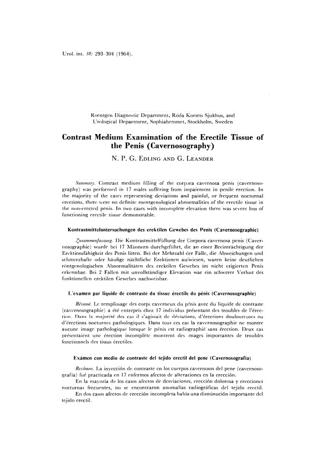 First page of Contrast Medium Examination of the Erectile Tissue of the Penis (Cavernosography)