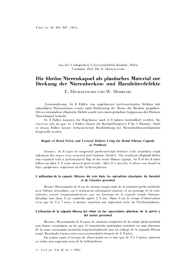 First page of Die fibröse Nierenkapsel als plastisches Material zur Deckung der Nierenbecken- und Harnleiterdefekte