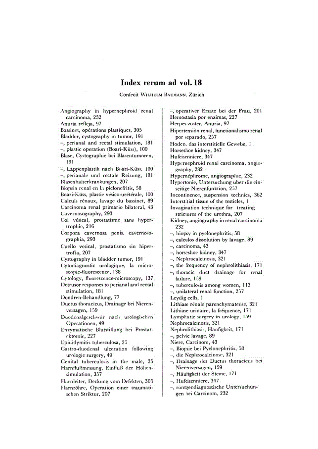 First page of Index rerum ad vol. 18