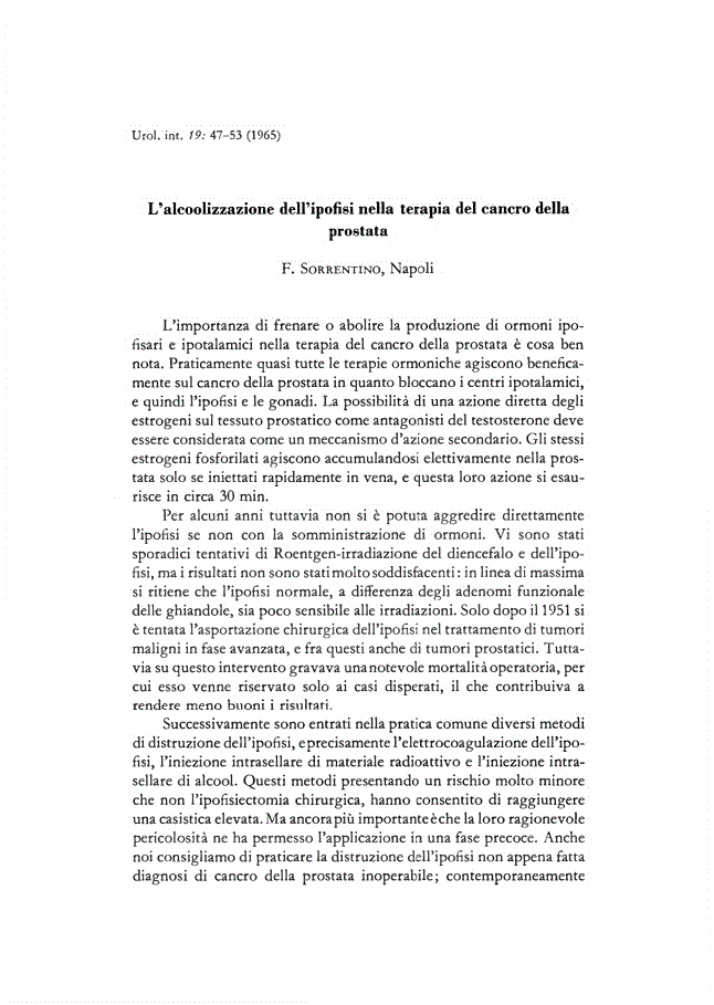 First page of L'alcoolizzazione dell'ipofisi nella terapia del cancro della prostata