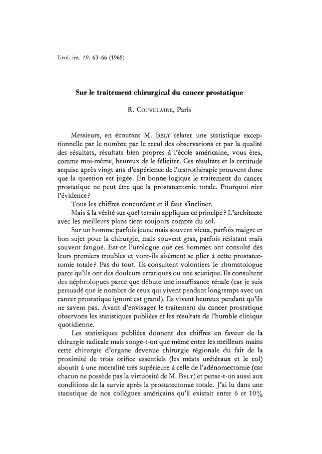 First page of Sur le traitement chirurgical du cancer prostatique