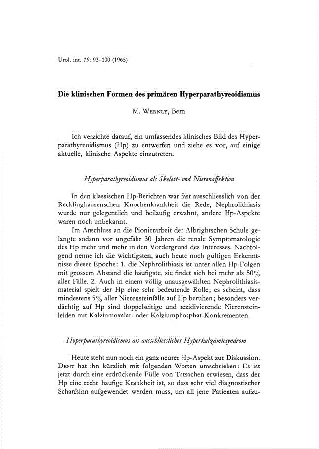 First page of Die klinischen Formen des primären Hyperparathyreoidismus