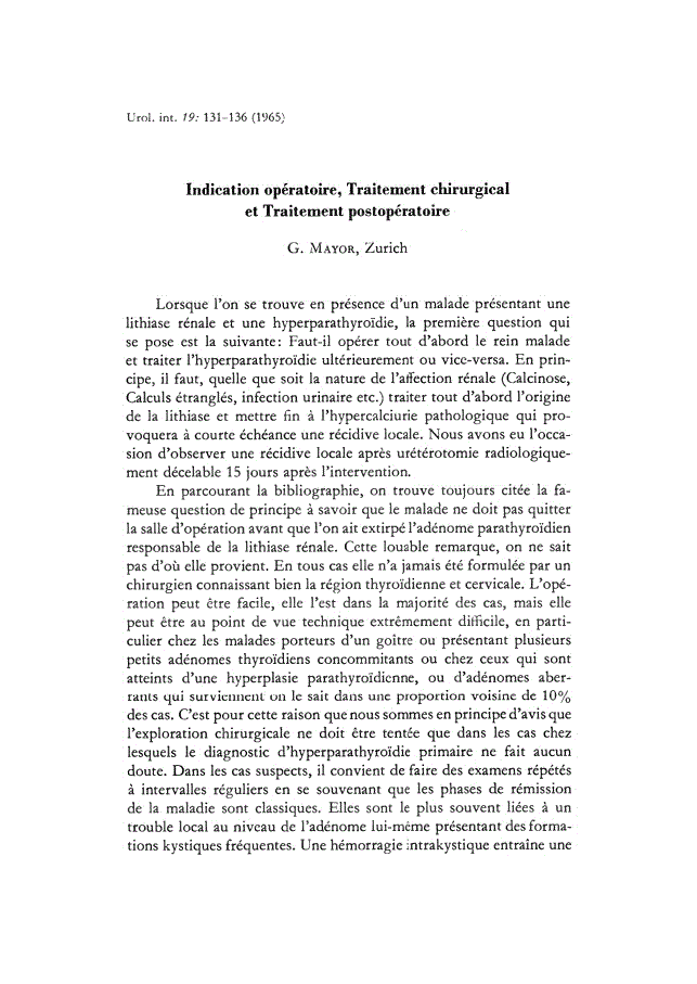 First page of Indication opératoire, Traitement chirurgical et Traitement postopératoire