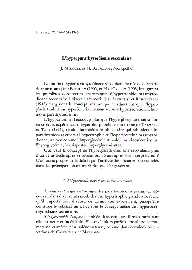 First page of L'hyperparathyroïdisme secondaire