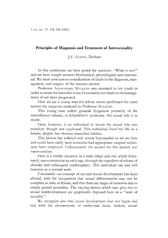 First page of Principles of Diagnosis and Treatment of Intersexuality