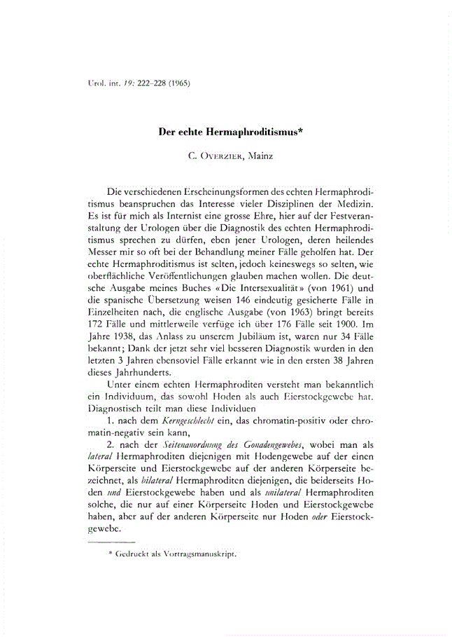 First page of Der echte Hermaphroditismus