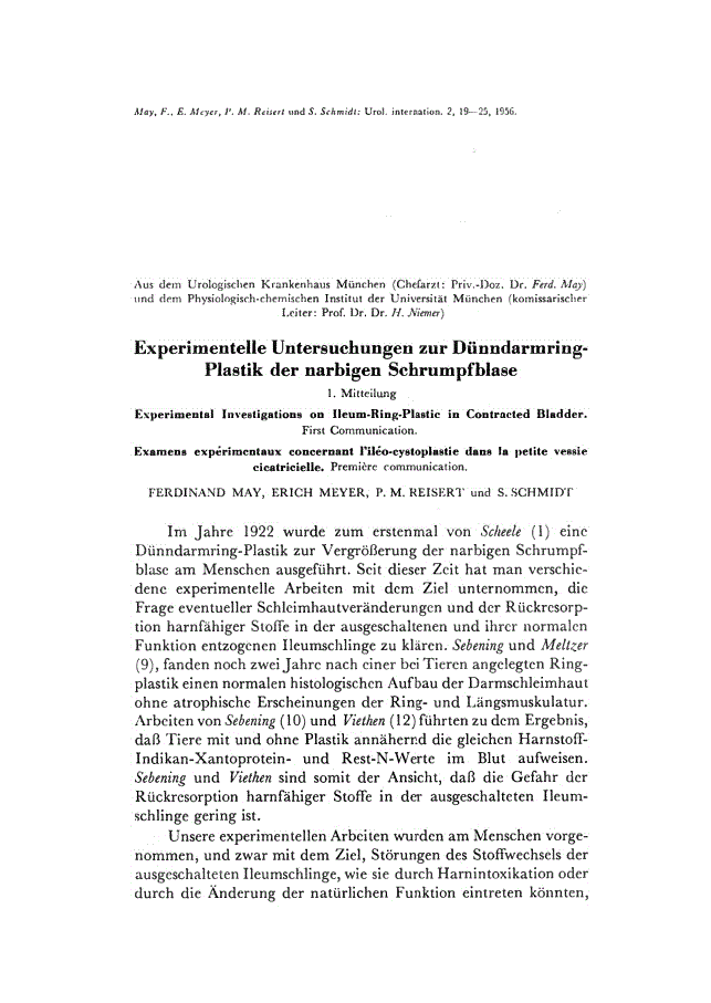 First page of Experimentelle Untersuchungen zur Dünndarmring-Plastik der narbigen Schrumpfblase