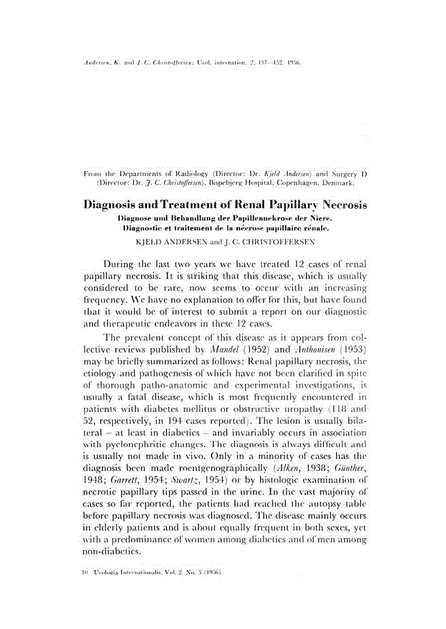 First page of Diagnosis and Treatment of Renal Papillary Necrosis