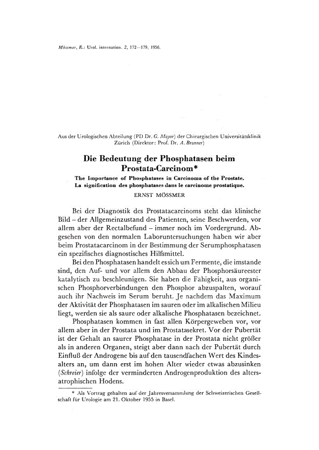 First page of Die Bedeutung der Phosphatasen beim Prostata-Carcinom