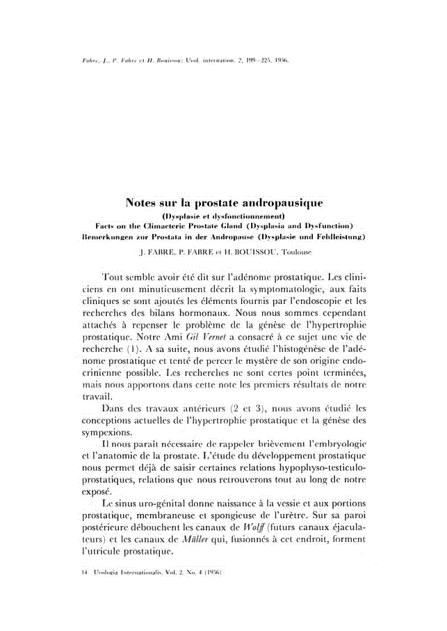 First page of Notes sur la prostate andropausique