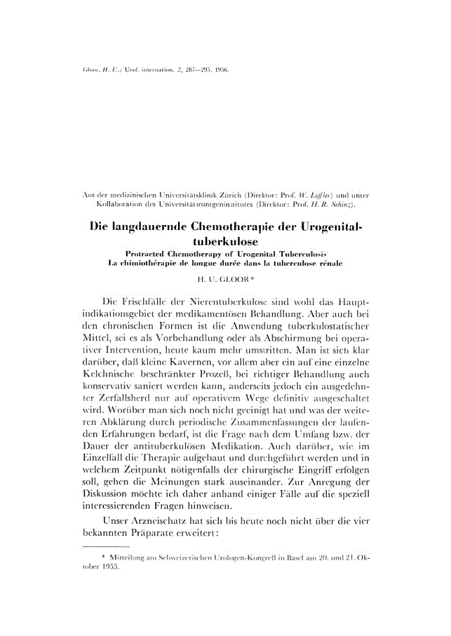 First page of Die langdauernde Chemotherapie der Urogenitaltuberkulose