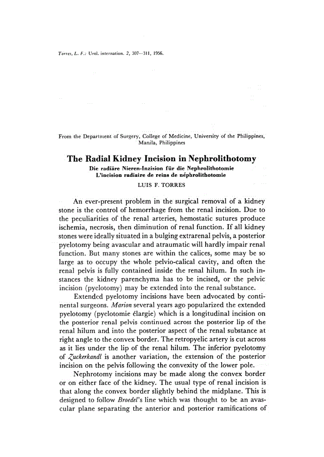 First page of The Radial Kidney Incision in Nephrolithotomy