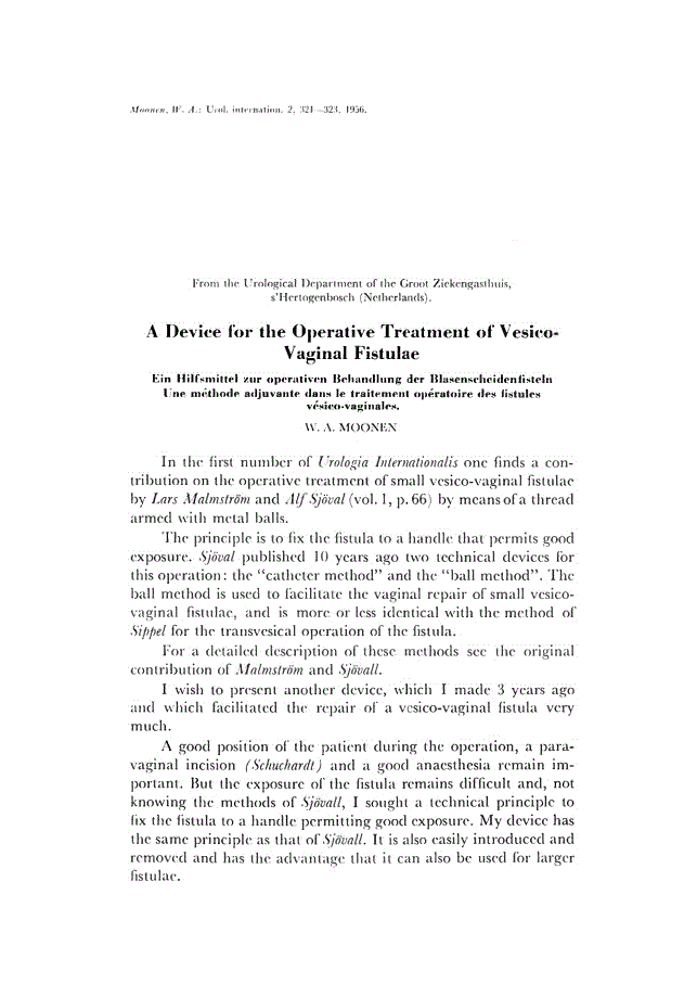 First page of A Device for the Operative Treatment of Vesico-Vaginal Fistulae