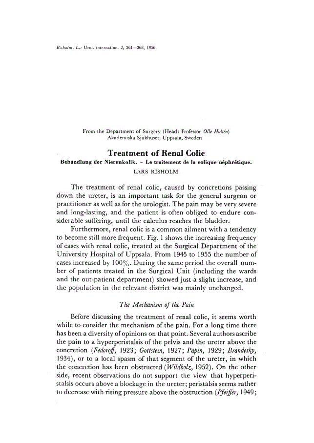 First page of Treatment of Renal Colic