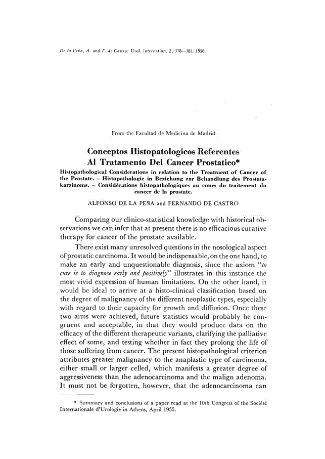 First page of Conceptos Histopatologicos Referentes Al Tratamento Del Cancer Prostatico
