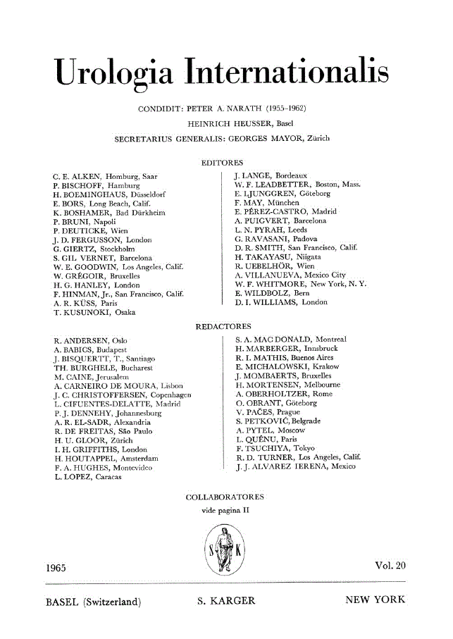 First page of Contents, Vol. 20, 1965