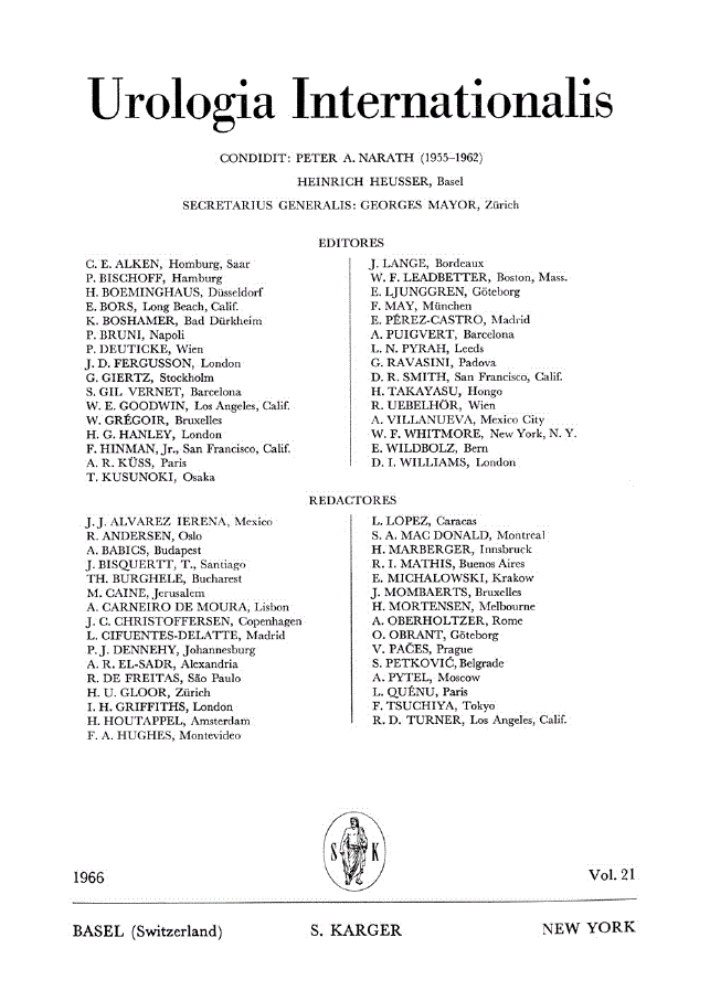 First page of Contents, Vol. 21, 1966