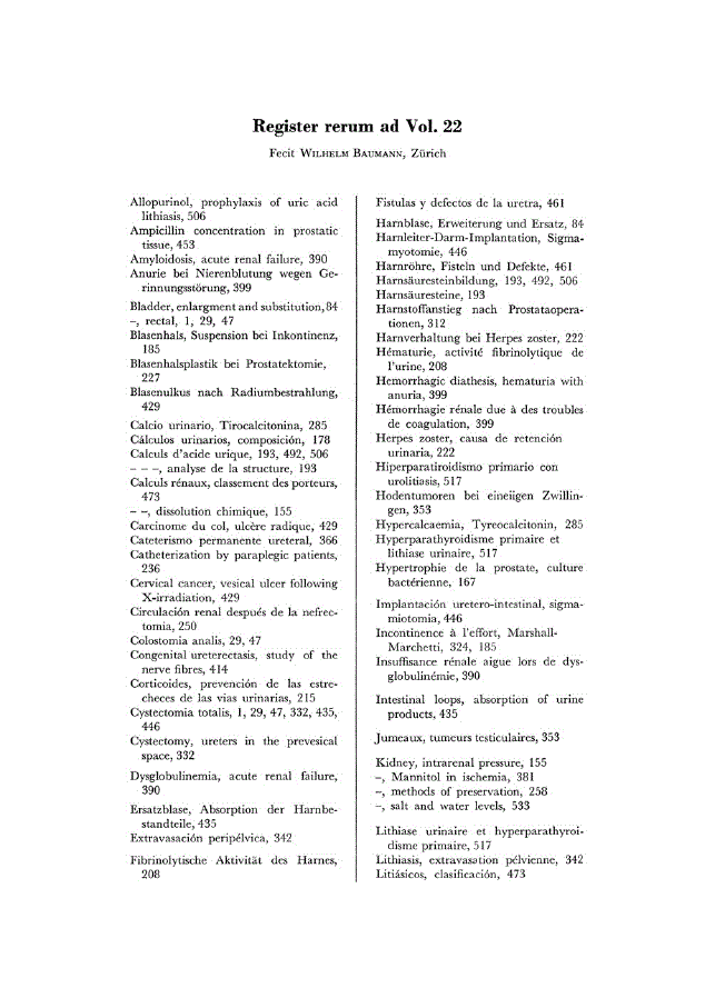 First page of Register rerum ad Vol. 22