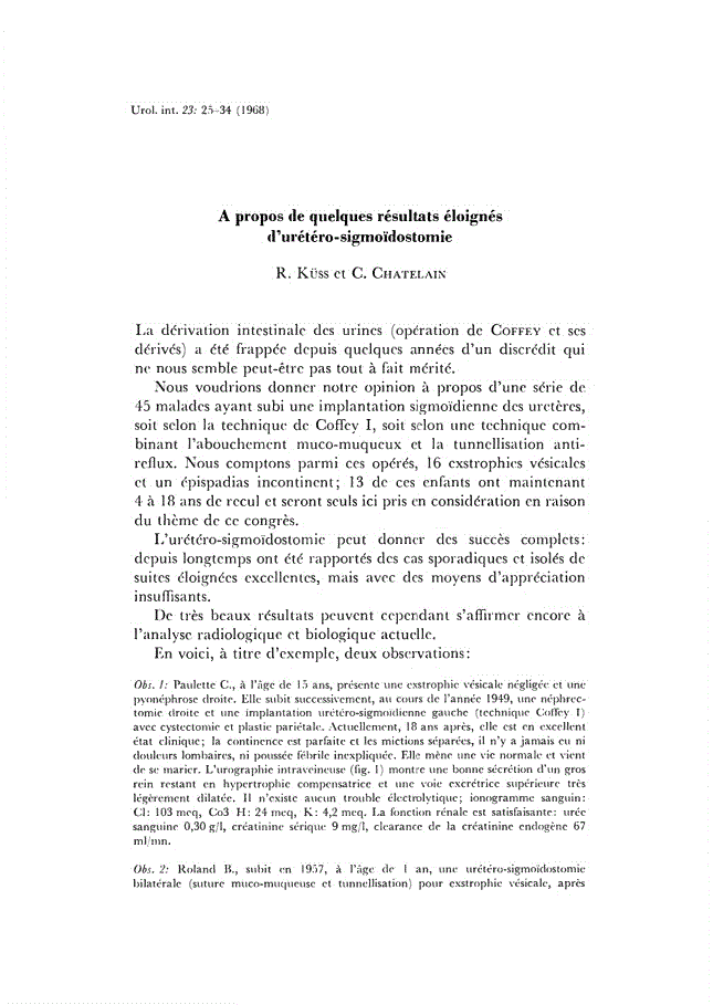 First page of A propos de quelques résultats éloignés d’urétéro-sigmoïdostomie