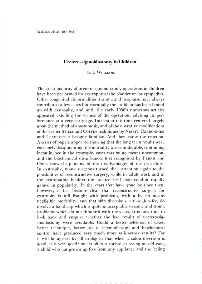 First page of Uretero-sigmoidostomy in Children