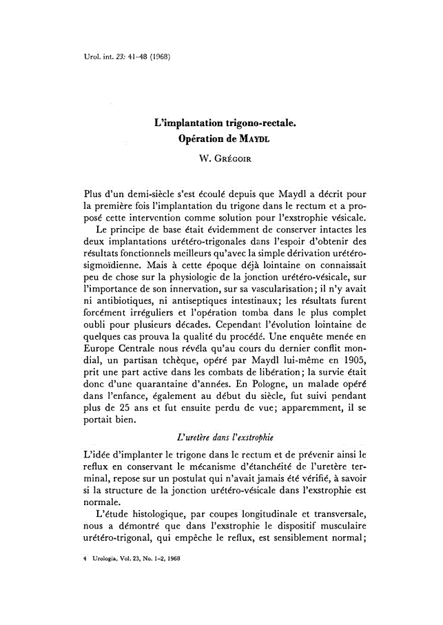 First page of L’implantation trigono-rectale. Opération de Maydl