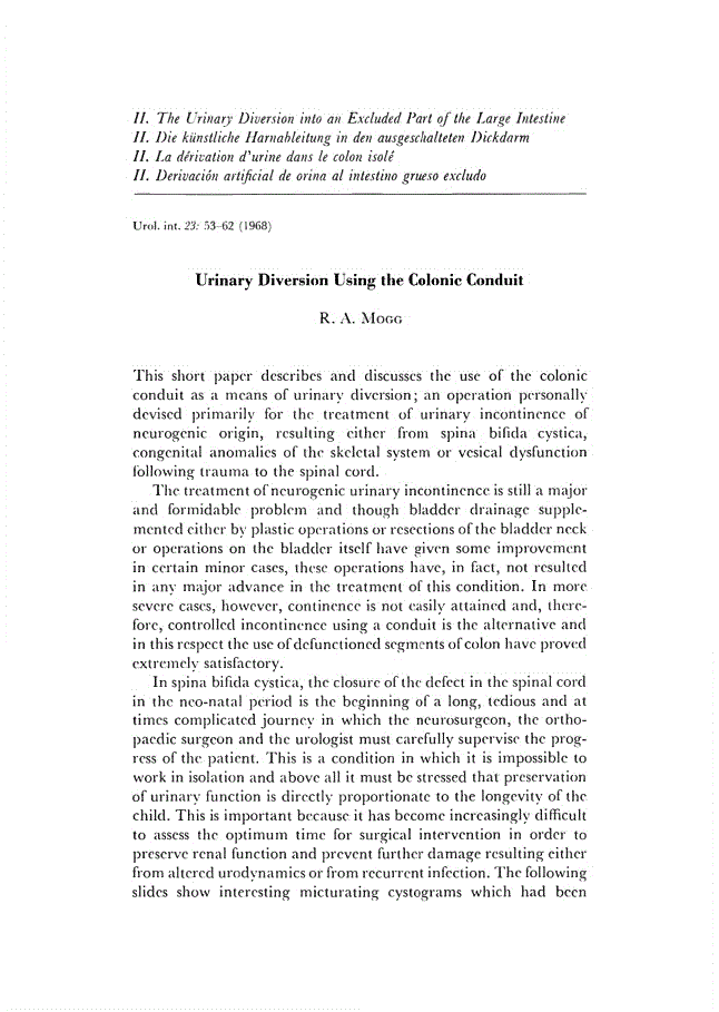 First page of Urinary Diversion Using the Colonic Conduit