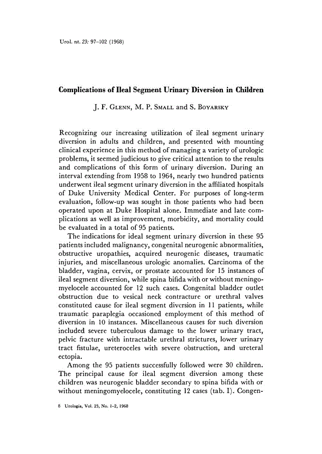 First page of Complications of Ileal Segment Urinary Diversion in Children