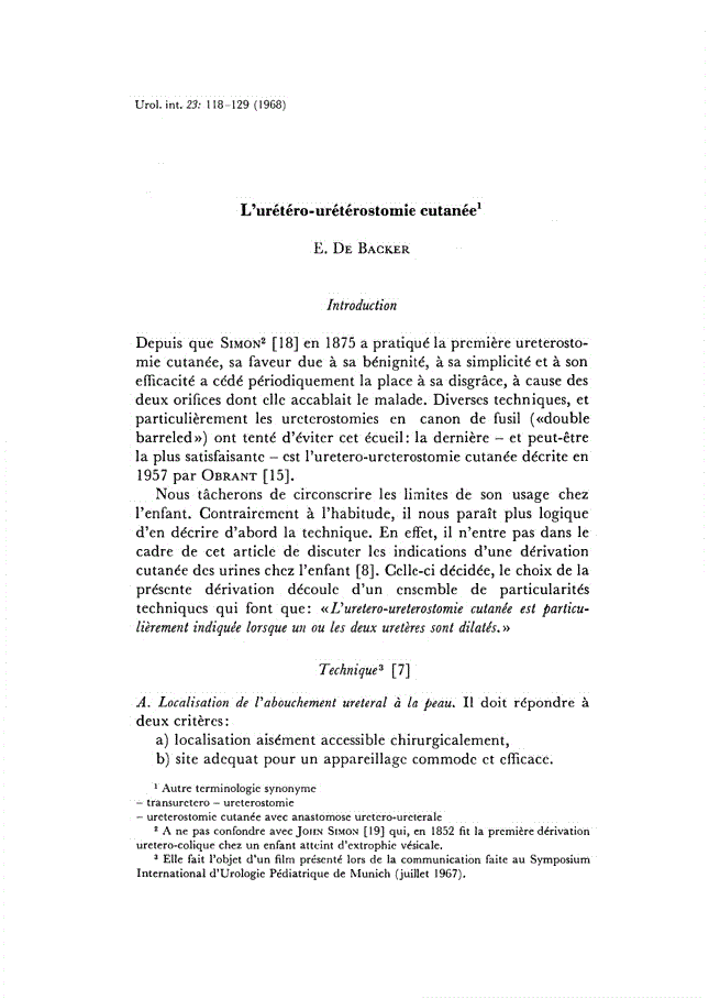 First page of L’urétéro-urétérostomie cutanée