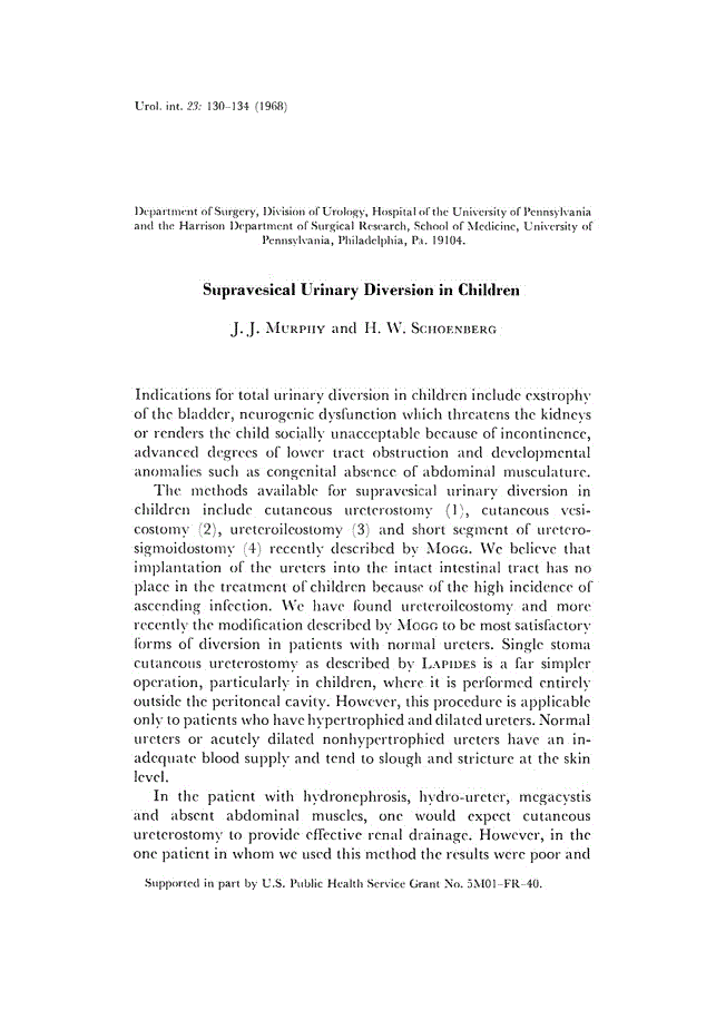 First page of Supravesical Urinary Diversion in Children