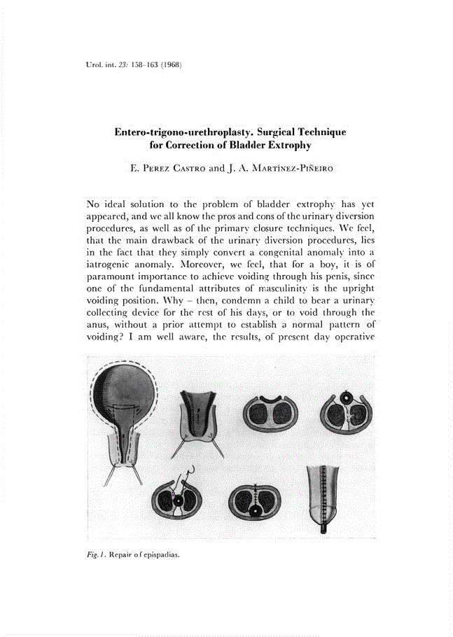 First page of Entero-trigono-urethroplasty. Surgical Technique for Correction of Bladder Extrophy