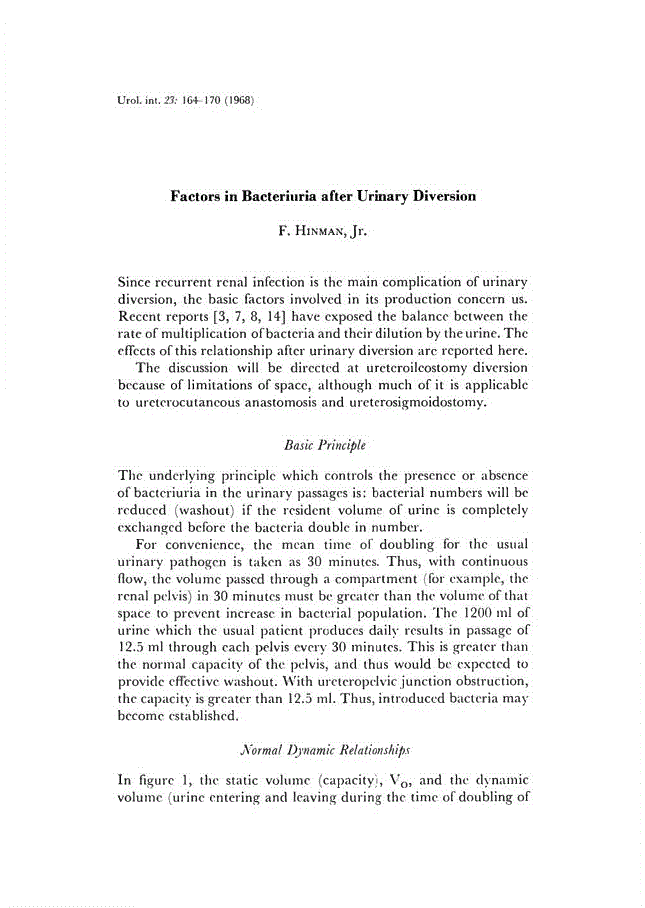 First page of Factors in Bacteriuria after Urinary Diversion