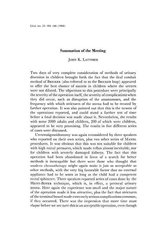 First page of Summation of the Meeting