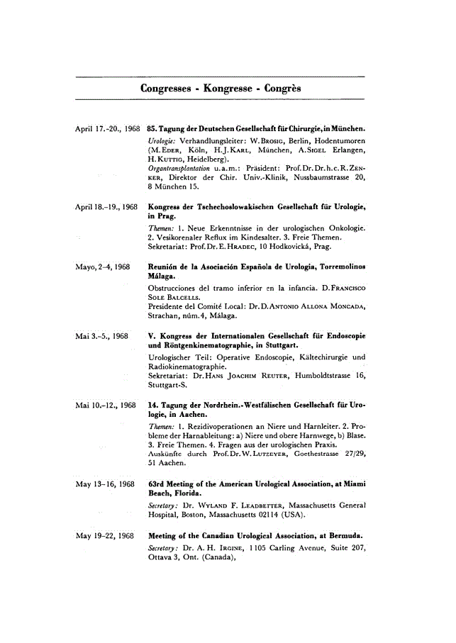 First page of Congresses