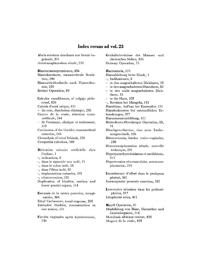 First page of Index rerum ad vol. 23