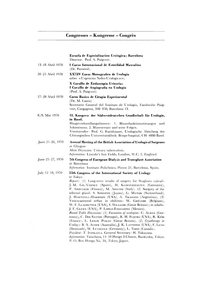 First page of Congresses