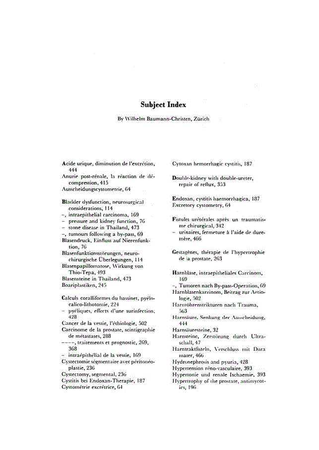 First page of Subject Index