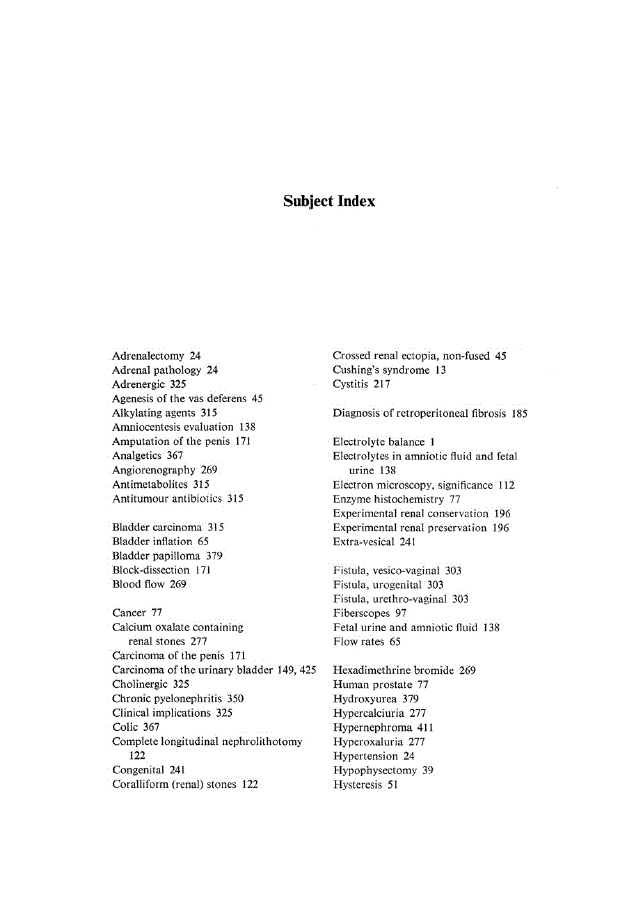 First page of Subject Index