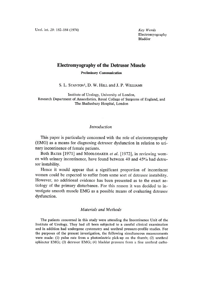 First page of Electromyography of the Detrusor Muscle<subtitle>Preliminary Communication</subtitle>