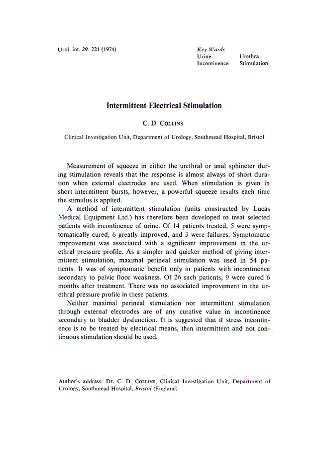 First page of Intermittent Electrical Stimulation