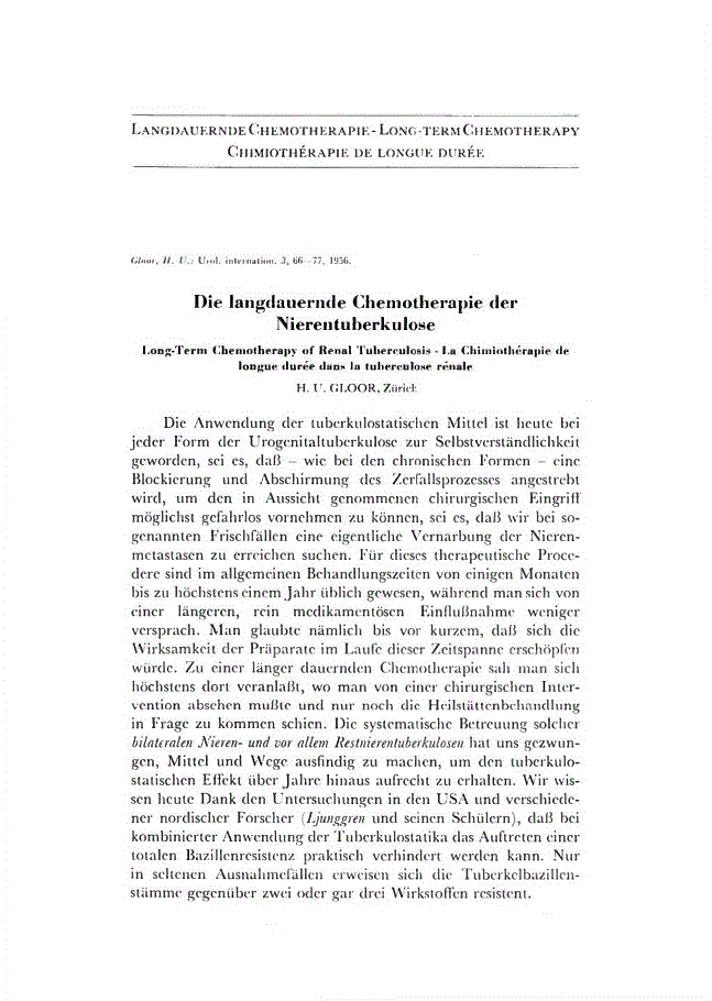 First page of Die langdauernde Chemotherapie der Nierentuberkulose