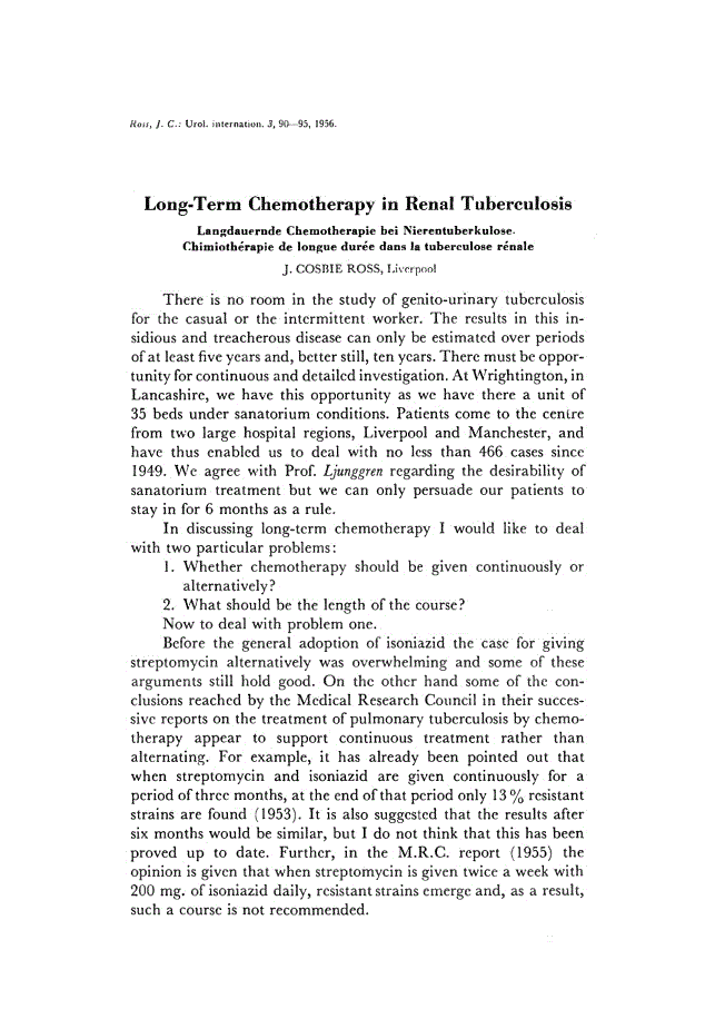 First page of Long-Term Chemotherapy in Renal Tuberculosis