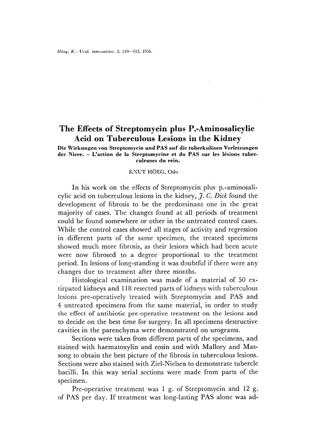 First page of The Effects of Streptomycin plus P.-Aminosalicylic Acid on Tuberculous Lesions in the Kidney