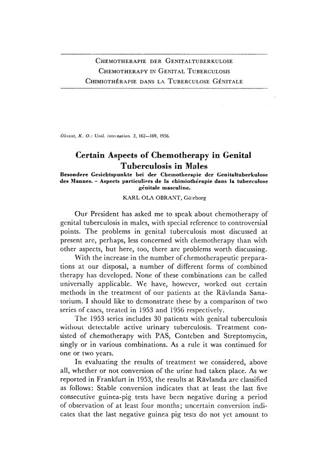 First page of Certain Aspects of Chemotherapy in Genital Tuberculosis in Males
