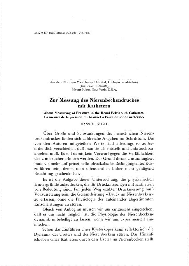 First page of Zur Messung des Nierenbeckendruckes mit Kathetern